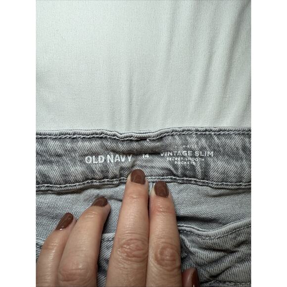 Old Navy Jeans Womens 14 Gray Vintage Slim Jeans Stretch Denim Smooth Pocket EUC - Picture 2 of 13